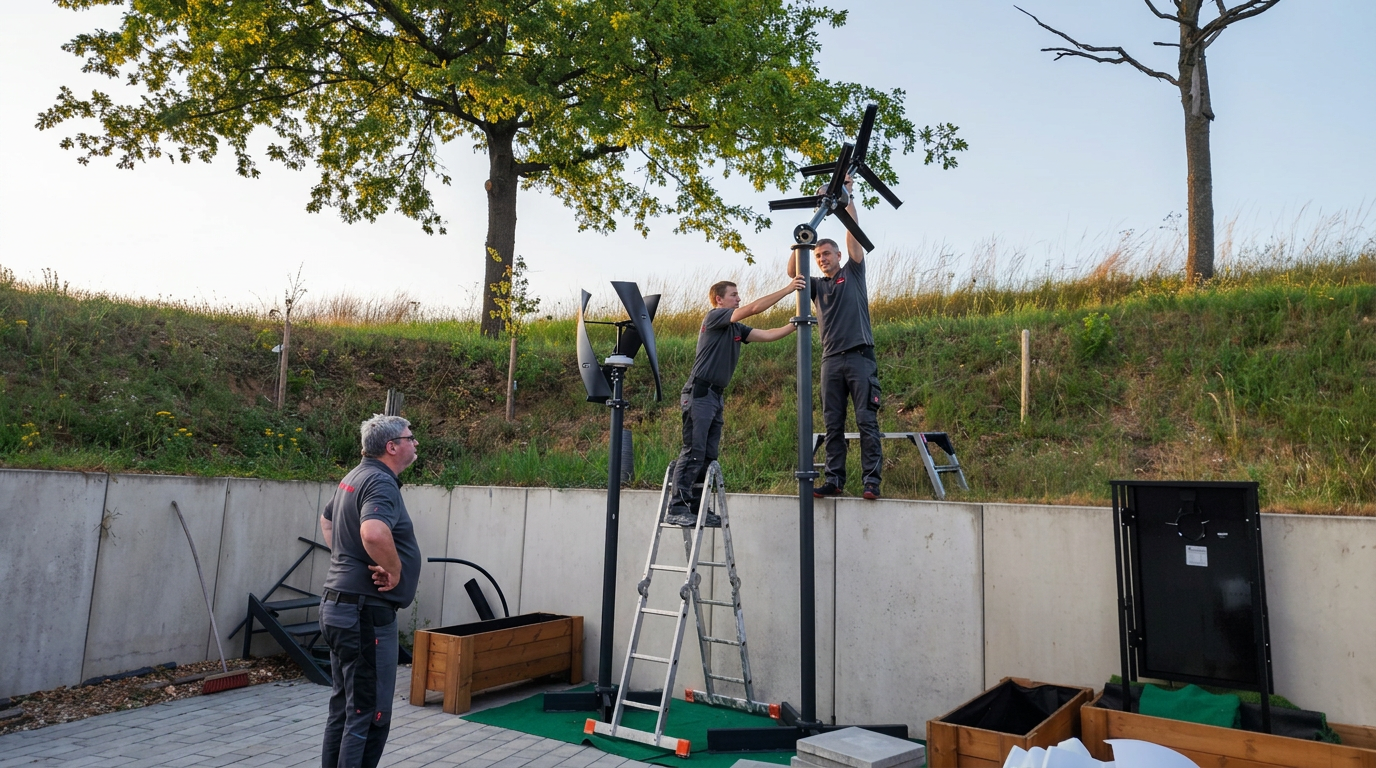 Windrose Bild 11 – Team bei der Fachinstallation